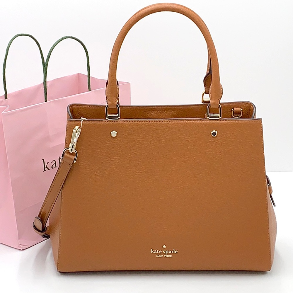 Kate Spade Leila Medium Triple Compartment Satchel Warm Ginger - Picture 2 of 16